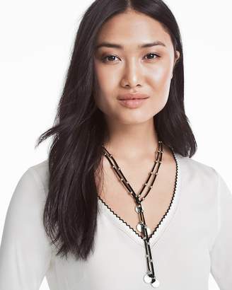 Whbm Leather Lariat Necklace