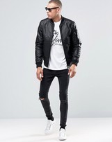 Thumbnail for your product : Solid Leather Bomber Jacket