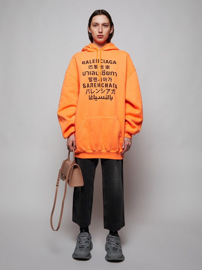Balenciaga Oversized Languages Hoodie, Fluorescent Orange - ShopStyle