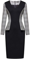 Thumbnail for your product : Rumour London Abigail Monochrome Dress With Prince Of Wales Check Peplum