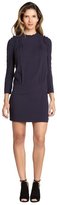 Thumbnail for your product : Miu Miu Navy Stretch Crepe Smocked Long Sleeve Dress