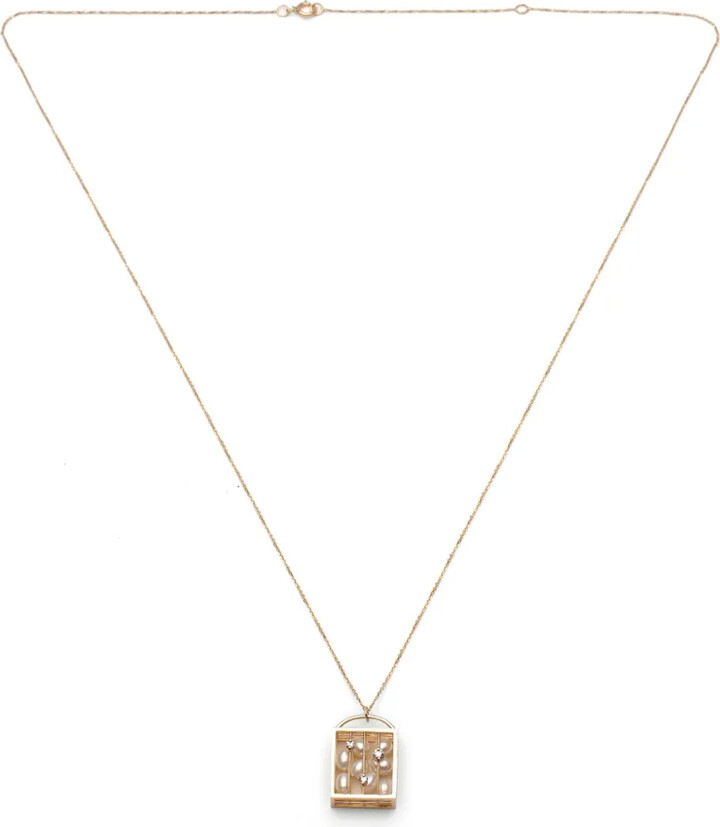 WWAKE 14kt Recycled Yellow Gold Diamond And Pearl Necklace