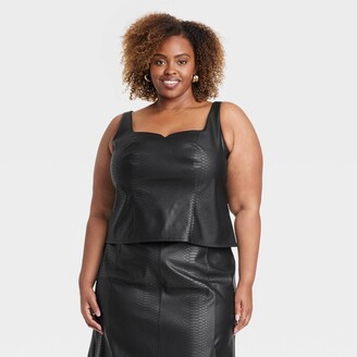 Ava \u0026 Viv Women' Faux Leather Coret Tank Top Black 3X - ShopStyle