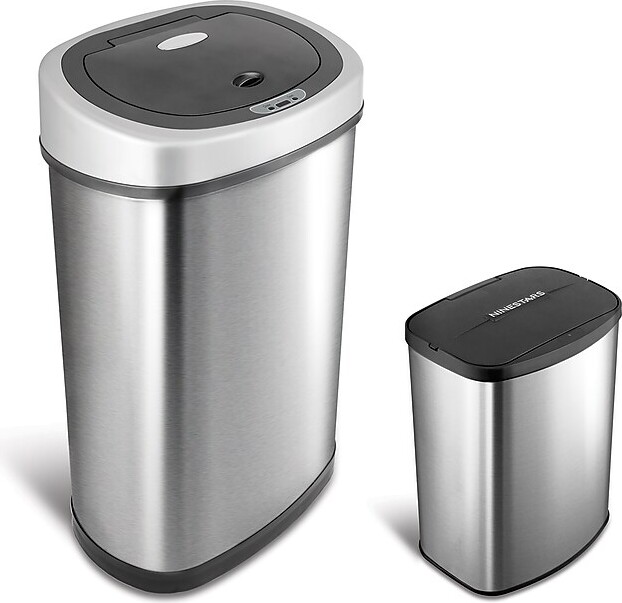 NineStars Nine Stars Stainless Steel Motion Sensor Trash Cans, Gray, 2/Pack (CB-DZT-50-9/8-1)