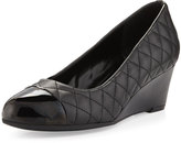 Thumbnail for your product : Neiman Marcus Lancer Quilted Cap-Toe Wedge, Black