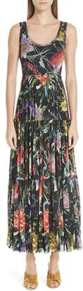 Fuzzi Floral Tulle Tiered Maxi Dress
