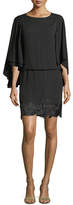 Thumbnail for your product : Halston Flowy Sleeve Boat-Neck Embroidered Blouson Cocktail Dress