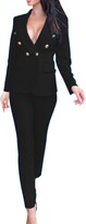 Thumbnail for your product : Amaone Snowboard Apparel Womens Open Front Solid Blazer Two Piece Business Blazer Pant Suit Set Outfits Sky Blue