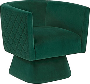 Everly Quinn 1Pc Swivel Chair Velvet Fabric Upholstery Solid Wood Diamond Pattern Stitched Back Comfort Chair Living Room Furniture (Only Including Chair)