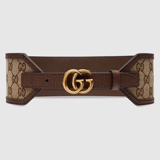 Gucci GG Woman's Brown Leather Trimmed Be754083