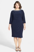 Thumbnail for your product : Alex Evenings Beaded Neck Matte Jersey Dress (Plus Size)