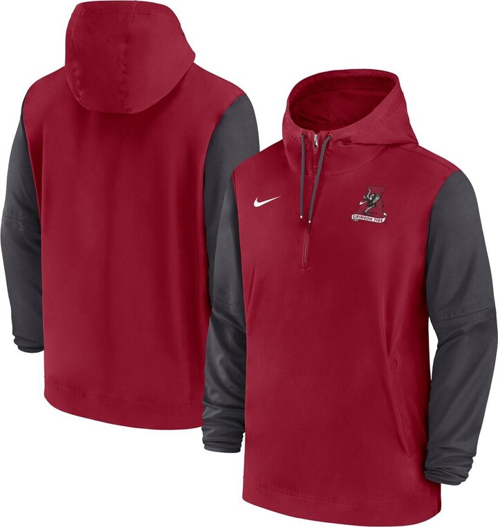 Nike Men's Crimson Alabama Tide 2024 Sideline Pregame Player Half-Zip Hoodie