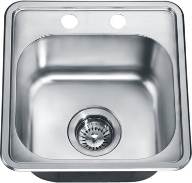 15.25" L x 14.88" W Top Mount Single Bowl Drop-In 304 Stainless Steel Kitchen Sink