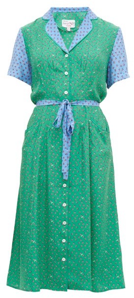 green silk midi dress