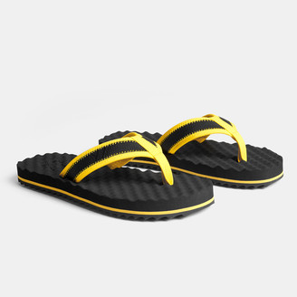 yellow box flamingo flip flops