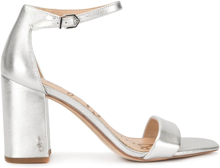 Silver Block Heel Sandals | Shop the world's largest collection of fashion  | ShopStyle UK