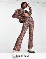Thumbnail for your product : Reclaimed Vintage Inspired '86 wide flares in tiger print co-ord