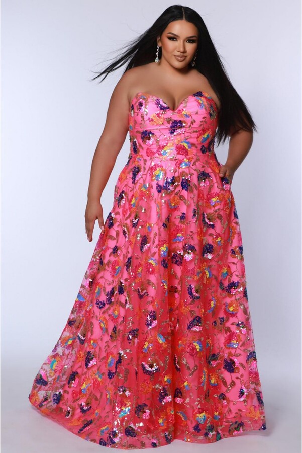 Johnathan Kayne for Sydney's Closet Women's Strapless Sweetheart Neckline Plus Size A-Line Evening Gown