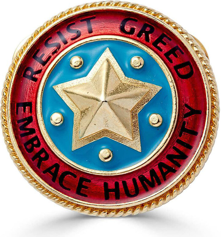Passionate Protest Collection Blue / Red Resist Greed Embrace Humanity - Pin