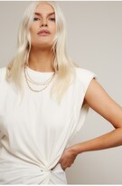 Thumbnail for your product : Little Mistress Etta White Knotted Tshirt With Shoulder Pads T With Knotted Side