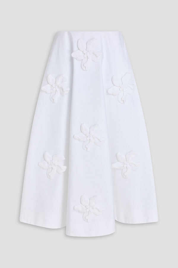 Valentino Garavani Appliquéd cotton-poplin midi skirt