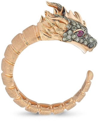 Selda Jewellery Dragon Ring With Black Diamond