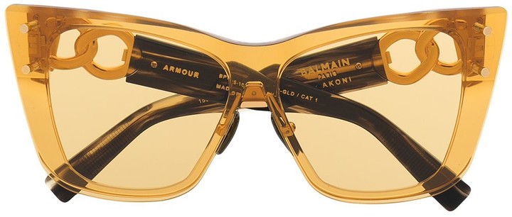 BALMAIN EYEWEAR X Akoni Chain-arm Sunglasses in Brown Womens Accessories Sunglasses 