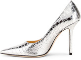 Thumbnail for your product : Jimmy Choo Love 100 Metallic Croc Embossed Leather Heel in Silver | FWRD