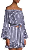 Thumbnail for your product : Parker Georgina Stripe Off-The-Shoulder Bell-Sleeve Crop Top