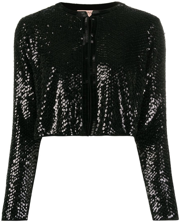 black sequin cardigan sweater