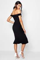 Thumbnail for your product : boohoo Off The Shoulder Frill Hem Midi Dress