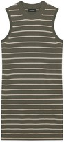 Thumbnail for your product : Naadam Striped Summer Silk Shift Dress Faded Army Green and Beige