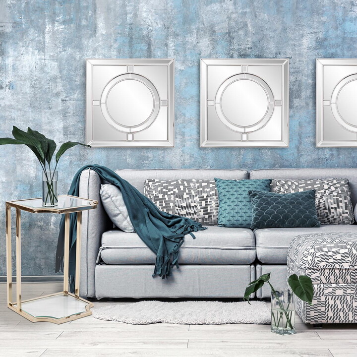 Tyler Dillion Tyler Dillon Square Wall Mirror with Round Central Design - 20" x 20"