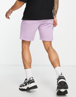 Bershka jersey cargo shorts in lilac - ShopStyle