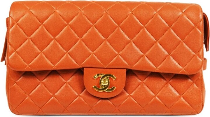 Chanel 2017 Mandarin Orange Caviar Expandable 2in1 Shopper Drawstring Flap  Bag