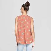 Thumbnail for your product : Xhilaration Women's Floral Print Turtleneck Smocked Tank Top with Tassels