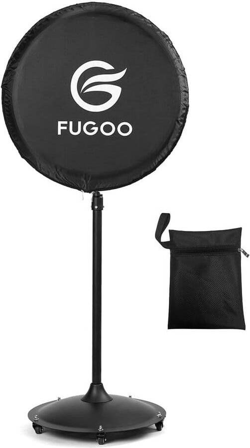 FUGOO Heavy Duty Waterproof Outdoor Fan Cover for 24 in. Pedestal/ Wall Mount Fans, Black, 420D Material, Dustproof Protection