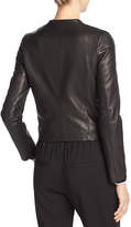 Thumbnail for your product : Vince Leather Collarless Zip-Front Jacket, Black