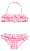 Thumbnail for your product : Juicy Couture Girl's Two-Piece Gingham Style Ruffled Bandeau Bikini Set