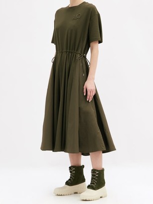 Moncler Drawstring-waist Cotton T-shirt Dress - Khaki
