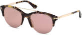 Thumbnail for your product : Tom Ford Adrenne Mirrored Semi-Rimless Brow-Bar Sunglasses, Brown