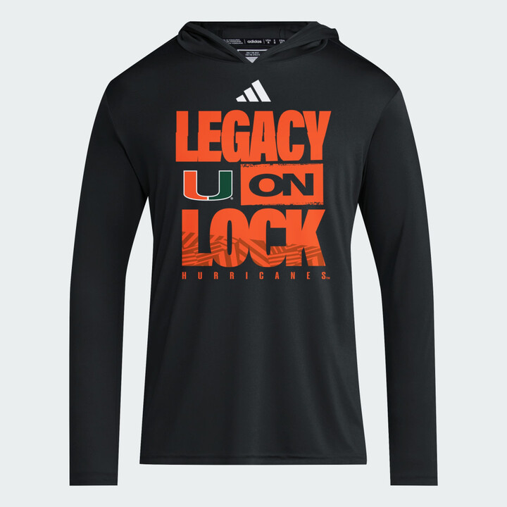 adidas Miami Hurricanes 2026 Legacy On Lock March Madness D4T Long Sleeve Hoodie