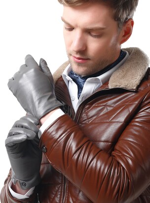 NappaNovum Men's Nappa Leather Gloves with Warm Lining Classic Lambskin Winter Warm Touchscreen Gloves 
