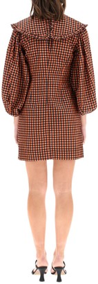 Ganni checkered seersucker mini dress