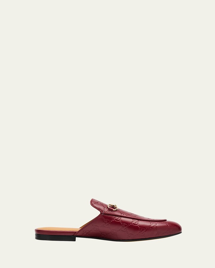 Gucci Princetown Monogram Horsebit Leather Mules
