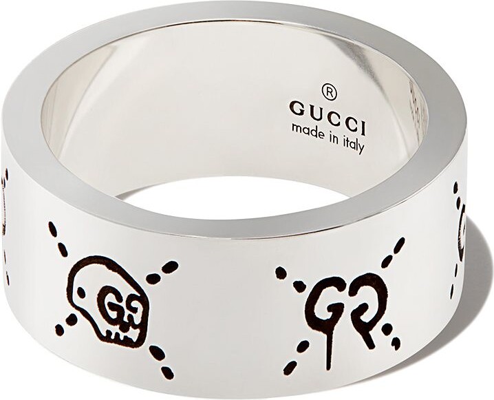 Gucci Sterling Silver Ghost Wide Band Ring - ShopStyle