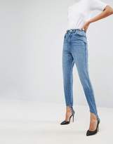 Thumbnail for your product : ASOS Authentic Rigid Mom Jeans In Mid Wash With Stirrup Hem