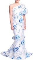 Thumbnail for your product : Marchesa Floral-Print One-Shoulder Mermaid Gown