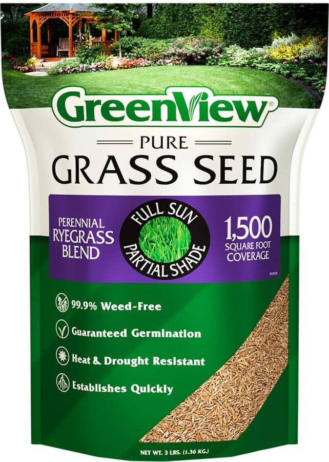 GreenView 3 lbs. Pure Grass Perennial Ryegrass Blend - Covers up to 1,500 sq. ft.
