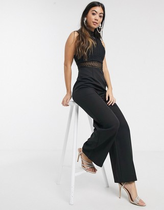 Chi Chi London cutout high neck jumpsuit in black